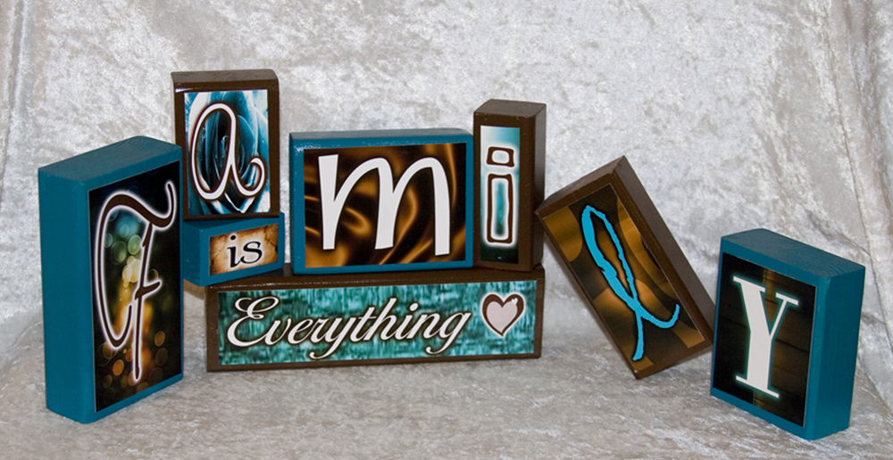 Family Stackable Brown & Teal I w/ Everything Bottom